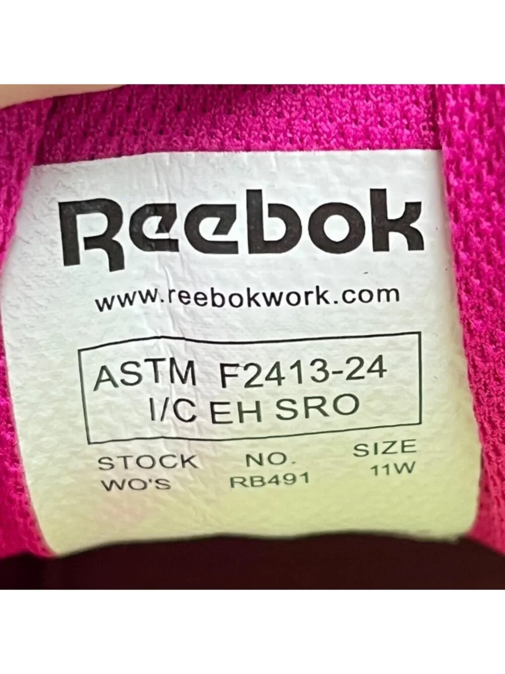 Reebok Sublite Cushion Womens Size 11W Black Pink Composite Toe Safety Work Shoe
